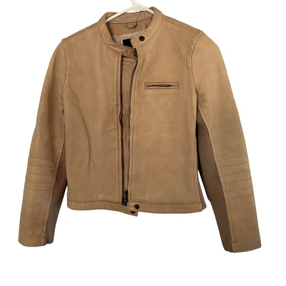 J. Crew Jackets & Blazers - J.Crew Tan Washed Leather Motorcycle Jacket Size 2 | Collection Classic Biker